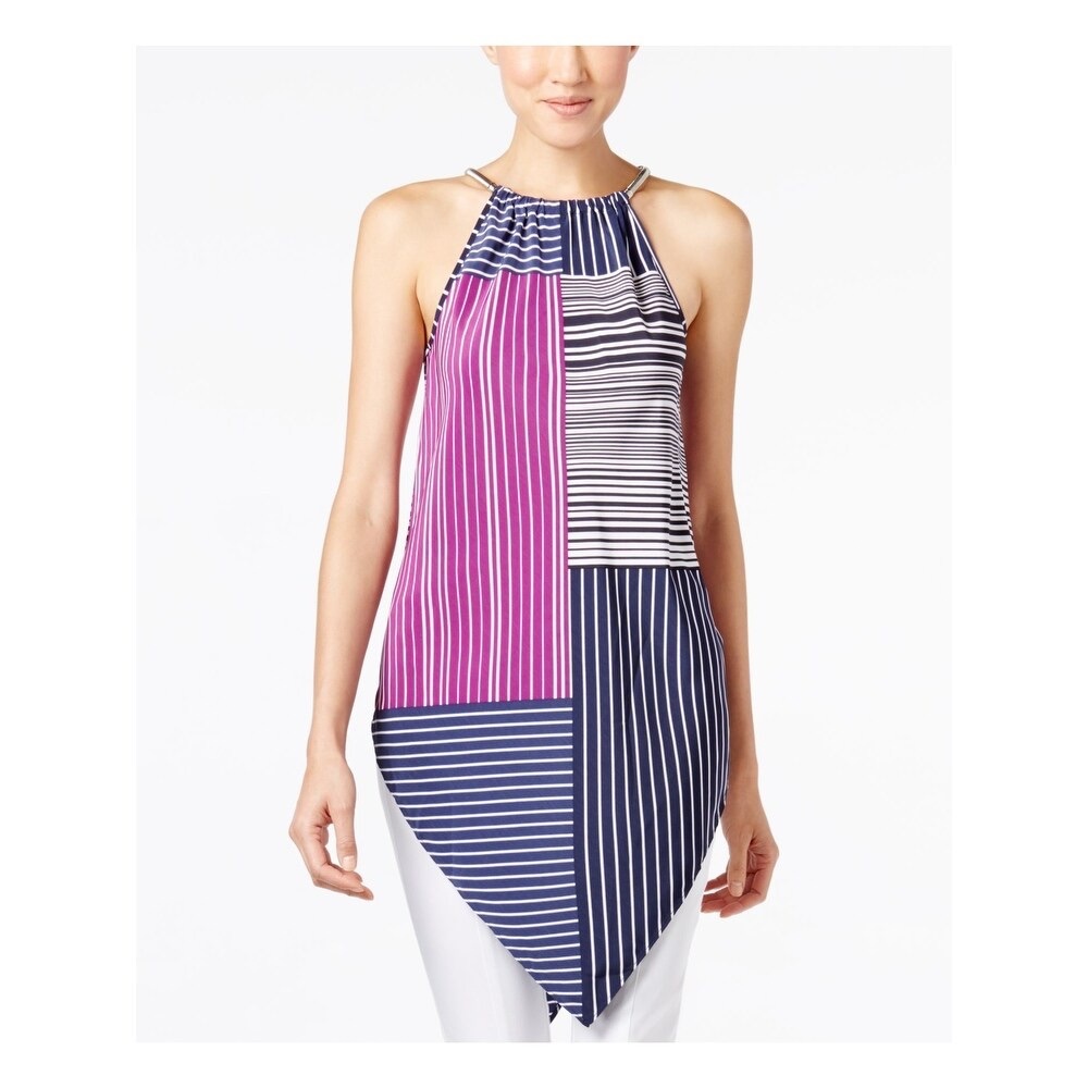COPY - ALFANI Womens Geometric Darted Halter Top